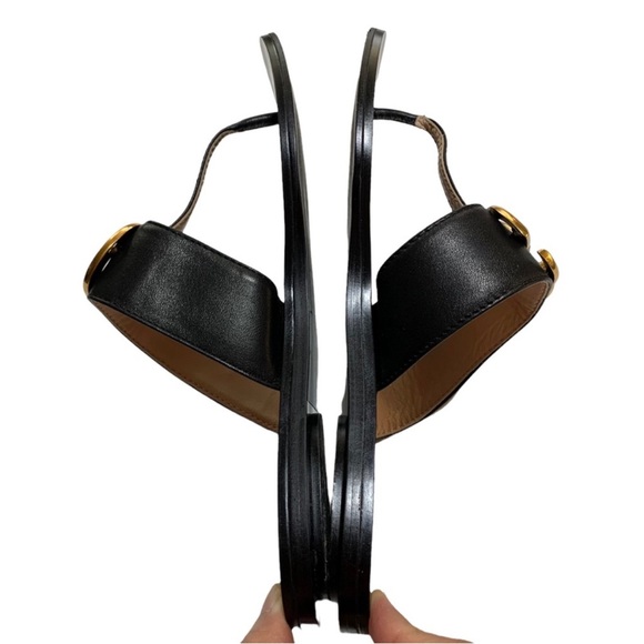 GG Gucci Marmont Black Leather Sandals - Picture 7 of 12